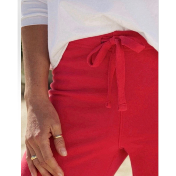 Frank & Eileen Red Wide Leg Cropped Triple Fleece Sweatpants S